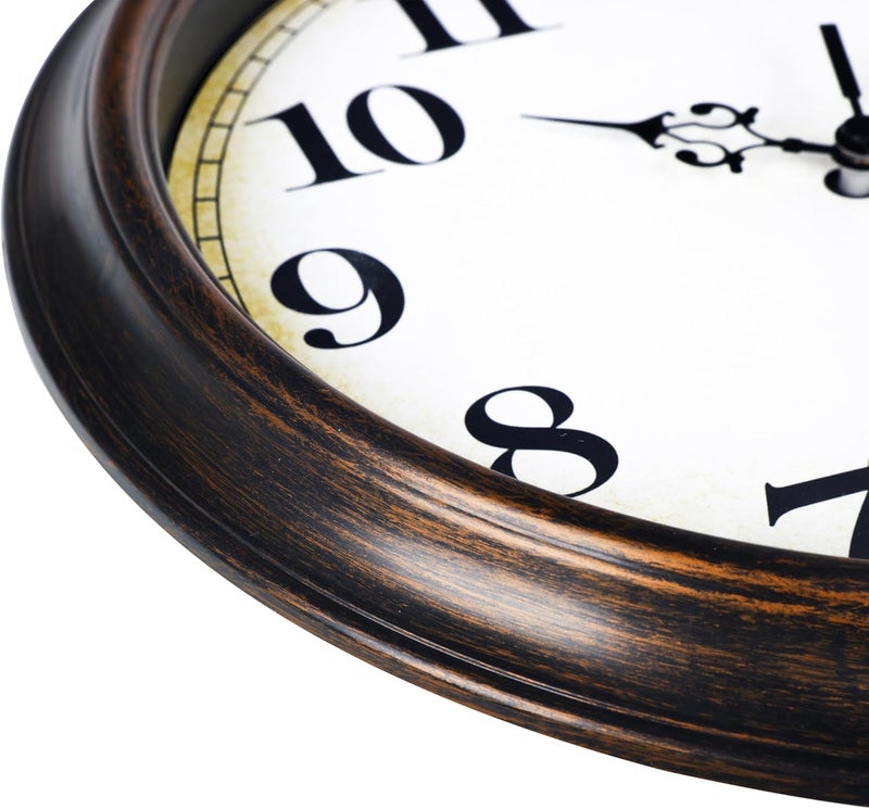 Yoiolclc Wall Clock Battery Operated Silent Non-Ticking Vintage Wall Clocks for Kitchen, School, Living Room (12Inch, Bronze) - Image 5
